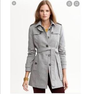 Banana Republic Light Gray Wool Blend Trench Coat